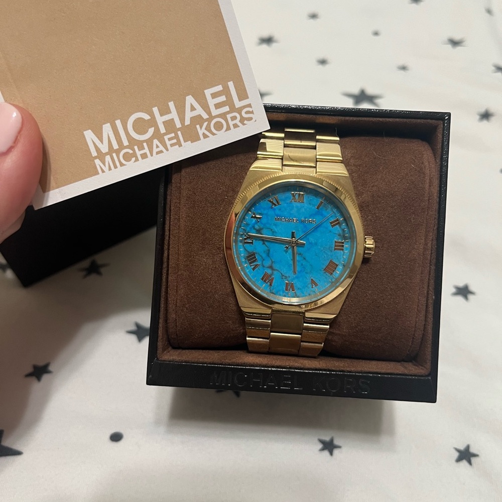 Michael Kors Gold and Blue Watch